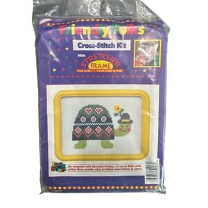 VTG- needlepoint kids craft- easy street, turtle- diy- fun gift vintage lovers